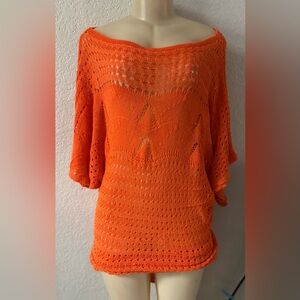 Say What? Vibrant Orange Knit Swim Coverup knit soft stretchy